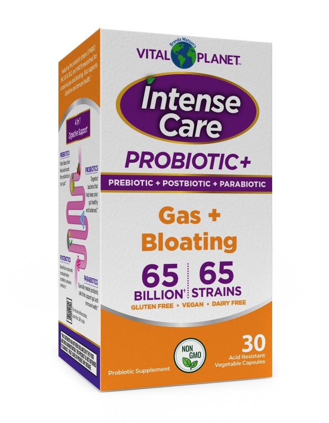 Vital Planet Intense Care Probiotic-Gas + Bloating-Refrigeration Required 30 Acid Resistant Vegetable Capsules