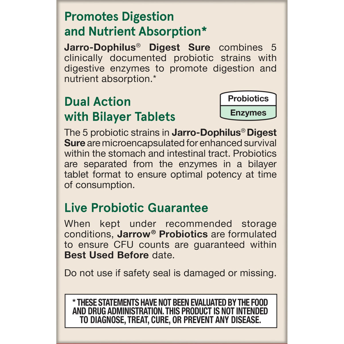 Jarrow Formulas Jarro-Dophilus Digest Sure 30 Tablet