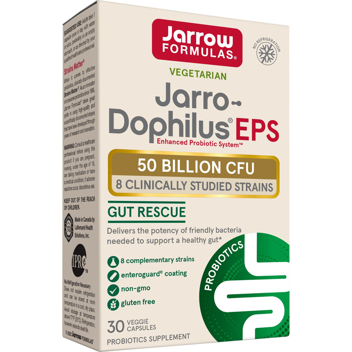 Jarrow Formulas Jarro-Dophilus EPS Digestive Probiotic-50 Billion CFU 30 Veggie Capsules