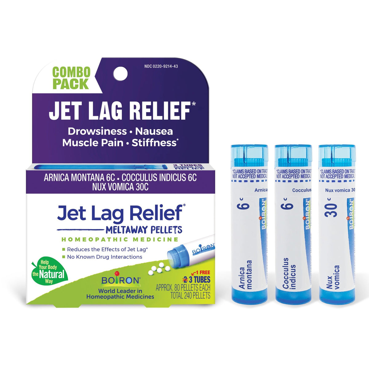 Boiron Jet Lag Relief 3 MDT Homeopathic Medicine For Jet Lag Relief 3 Tubes Pellet