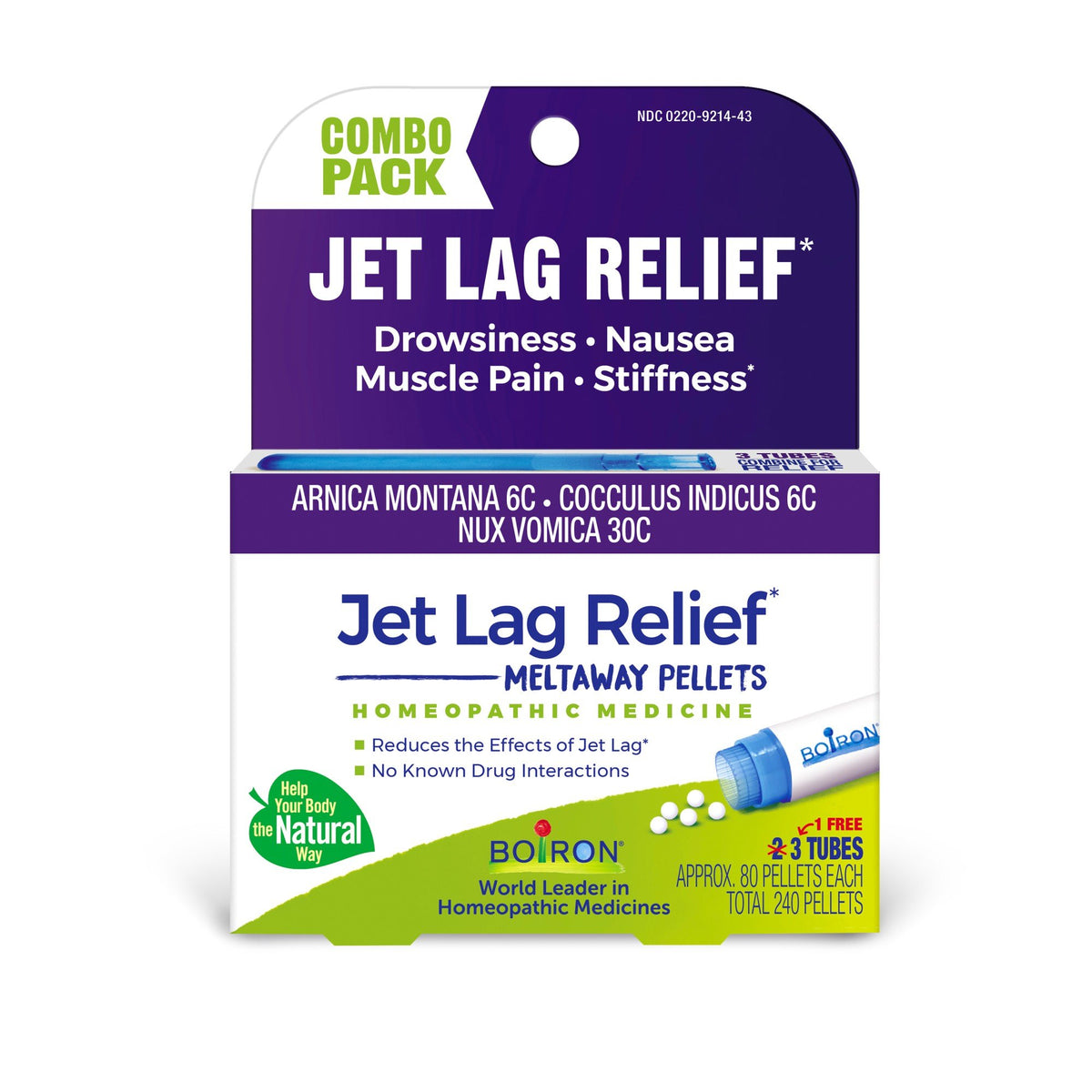 Boiron Jet Lag Relief 3 MDT Homeopathic Medicine For Jet Lag Relief 3 Tubes Pellet