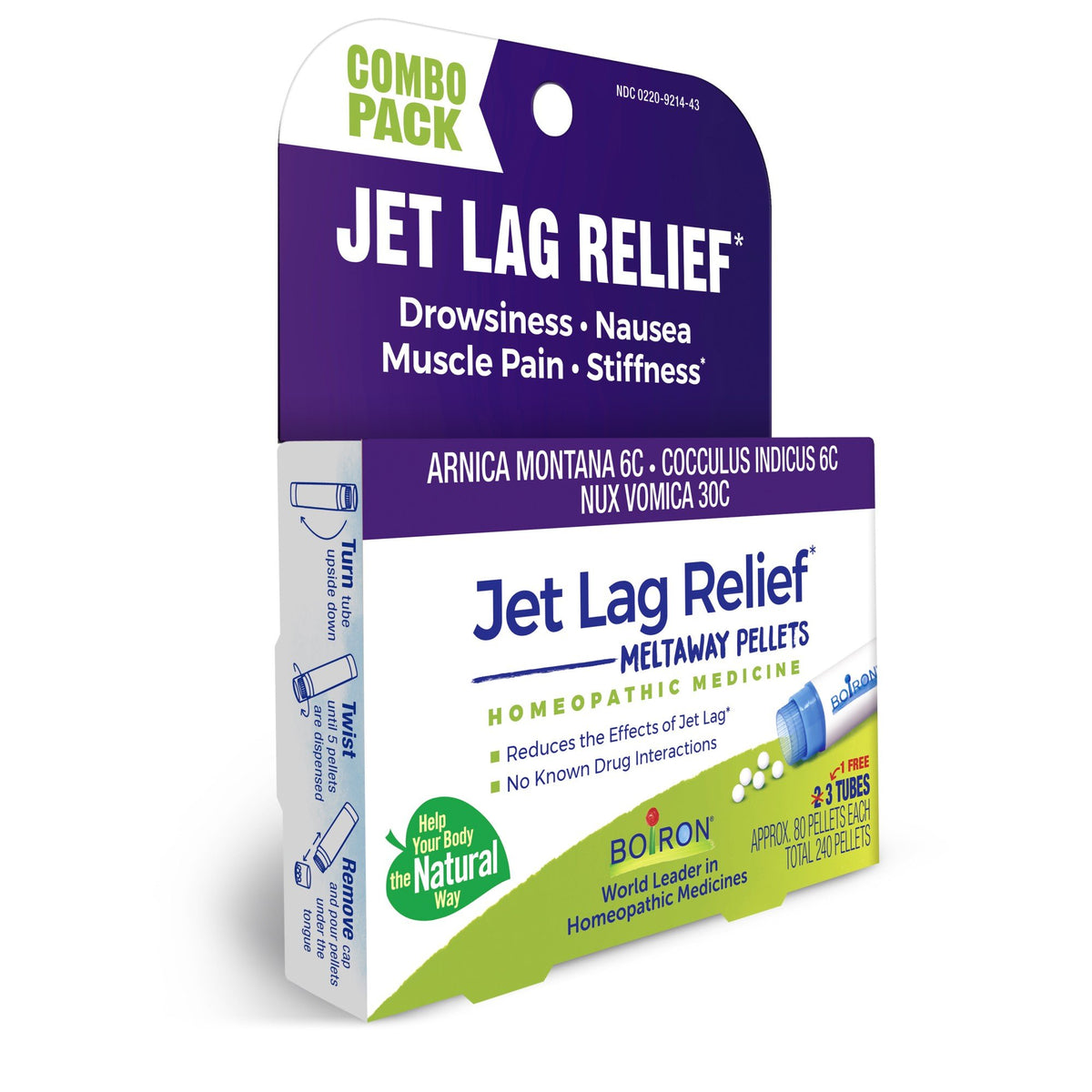 Boiron Jet Lag Relief 3 MDT Homeopathic Medicine For Jet Lag Relief 3 Tubes Pellet