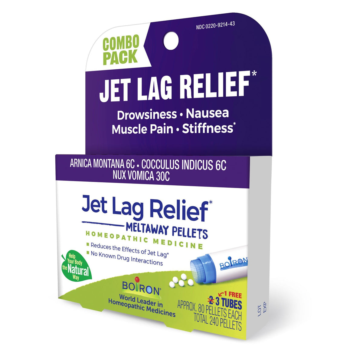 Boiron Jet Lag Relief 3 MDT Homeopathic Medicine For Jet Lag Relief 3 Tubes Pellet