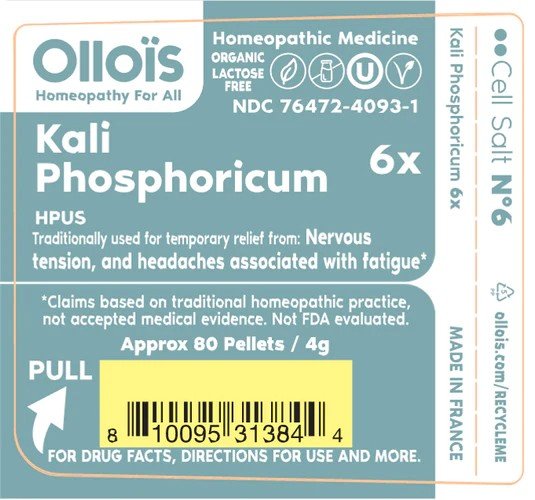 Ollois Homeopathics Cell Salt #6 - Kali Phosphoricum 6x- Organic &amp; Vegan 80 Pellet