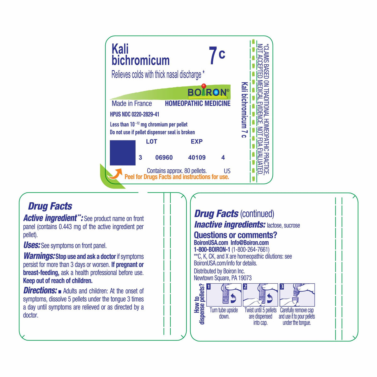 Boiron Kali Bichromicum 7C Homeopathic Single Medicine For Cough, Cold &amp; Flu 80 Pellet