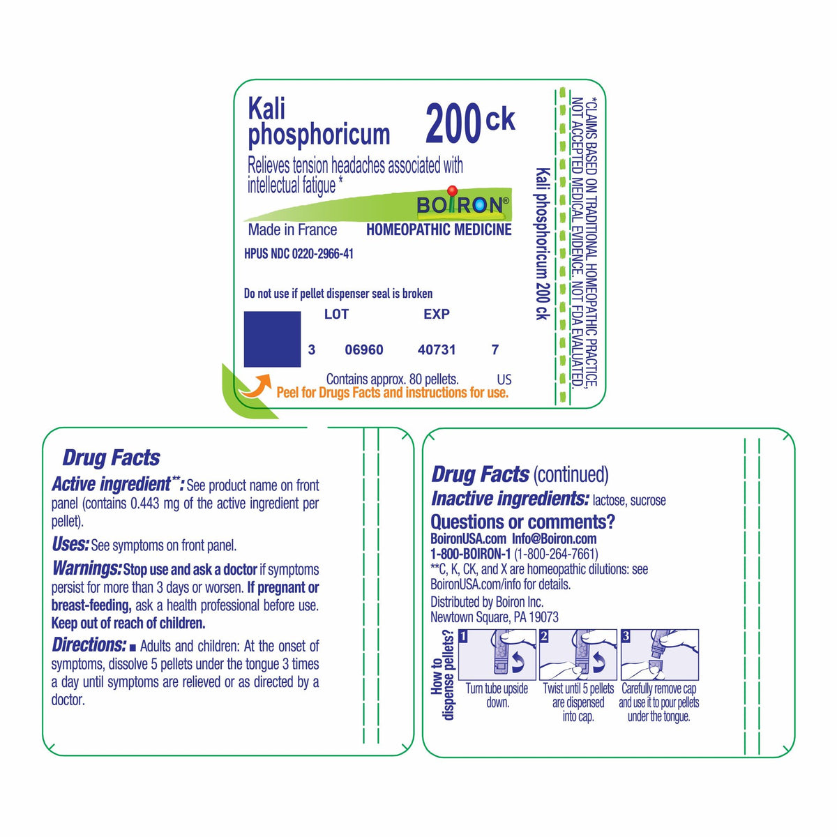 Boiron Kali Phosphoricum 200CK Homeopathic Single Medicine For Stress &amp; Sleep 80 Pellet