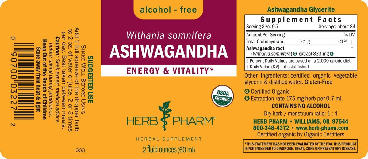 Herb Pharm Ashwagandha Alcohol-Free 2 oz Liquid