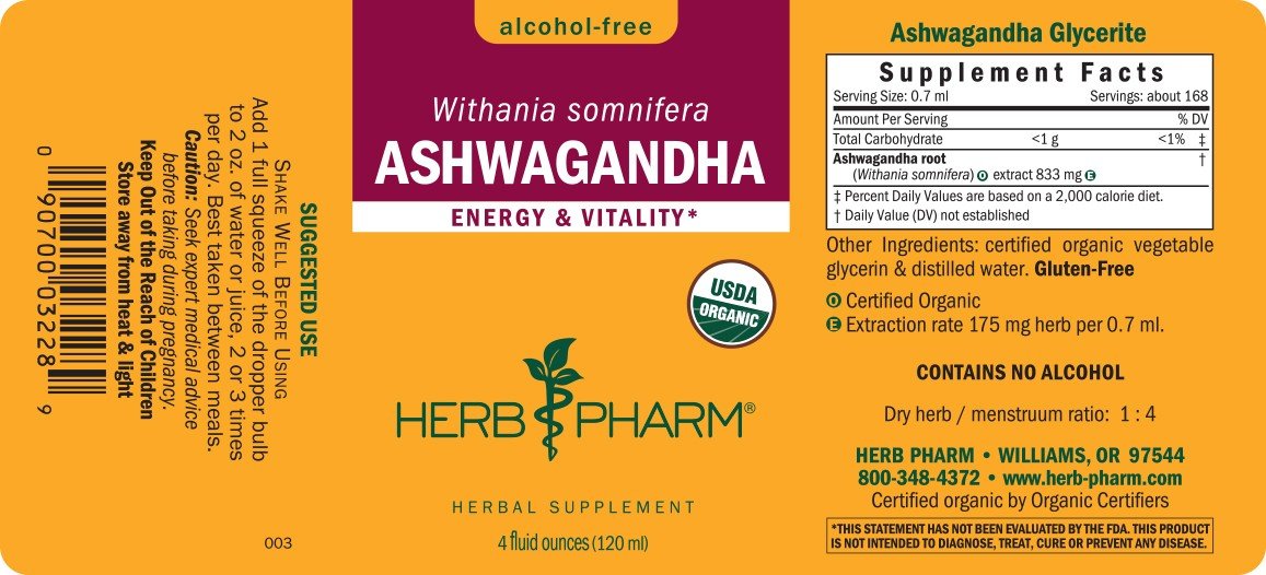 Herb Pharm Ashwagandha Alcohol-Free 4 oz Liquid