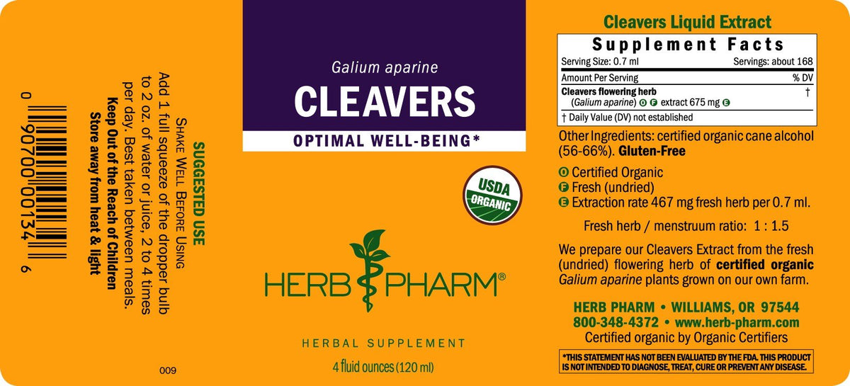 Herb Pharm Cleavers 4 oz Liquid