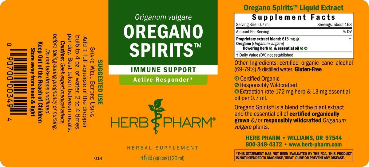 Herb Pharm Oregano Spirits 4 oz Liquid