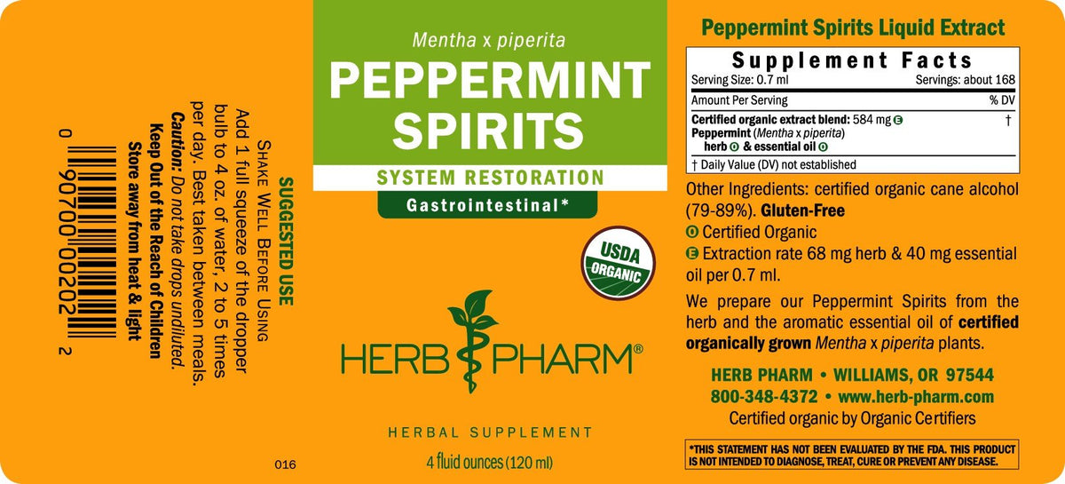 Herb Pharm Peppermint Spirits 4 oz Liquid