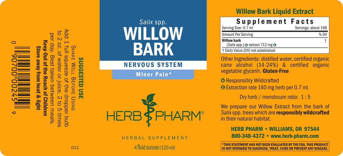 Herb Pharm Willow Bark 4 oz Liquid