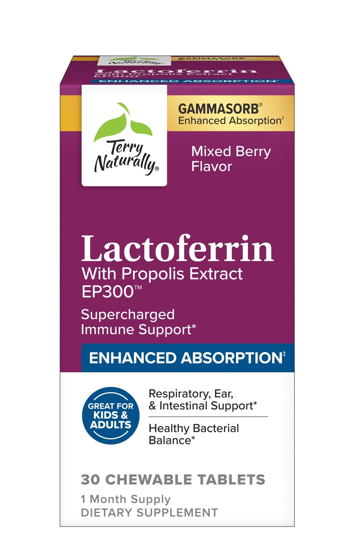 EuroPharma (Terry Naturally) Lactoferrin With Propolis Extract EP300 30 Chewable