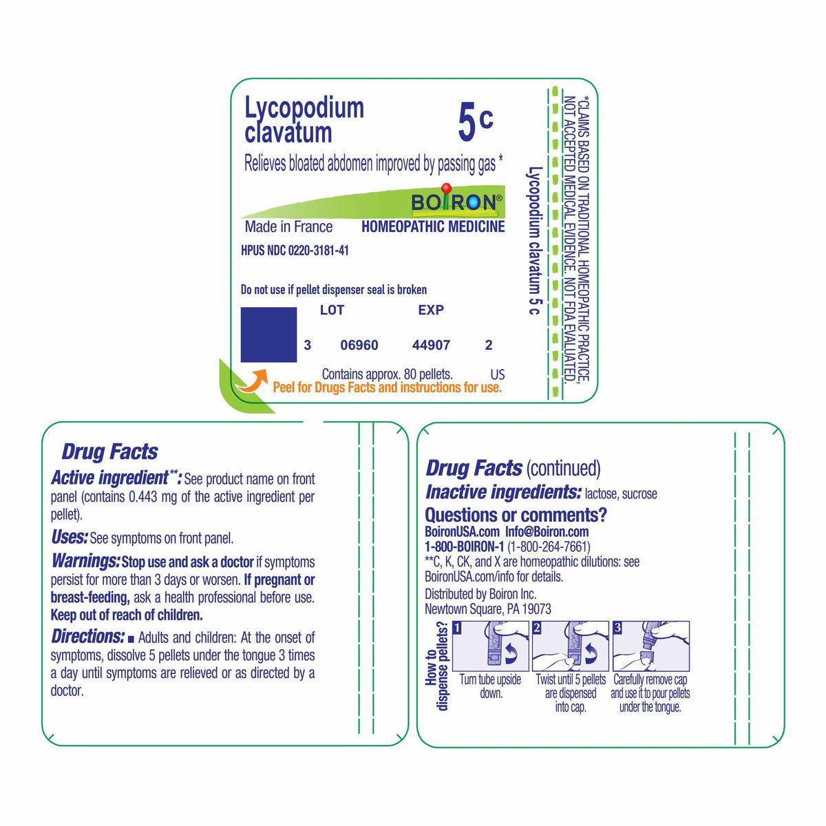 Boiron Lycopodium Clavatum 5C Homeopathic Single Medicine For Digestive 80 Pellet