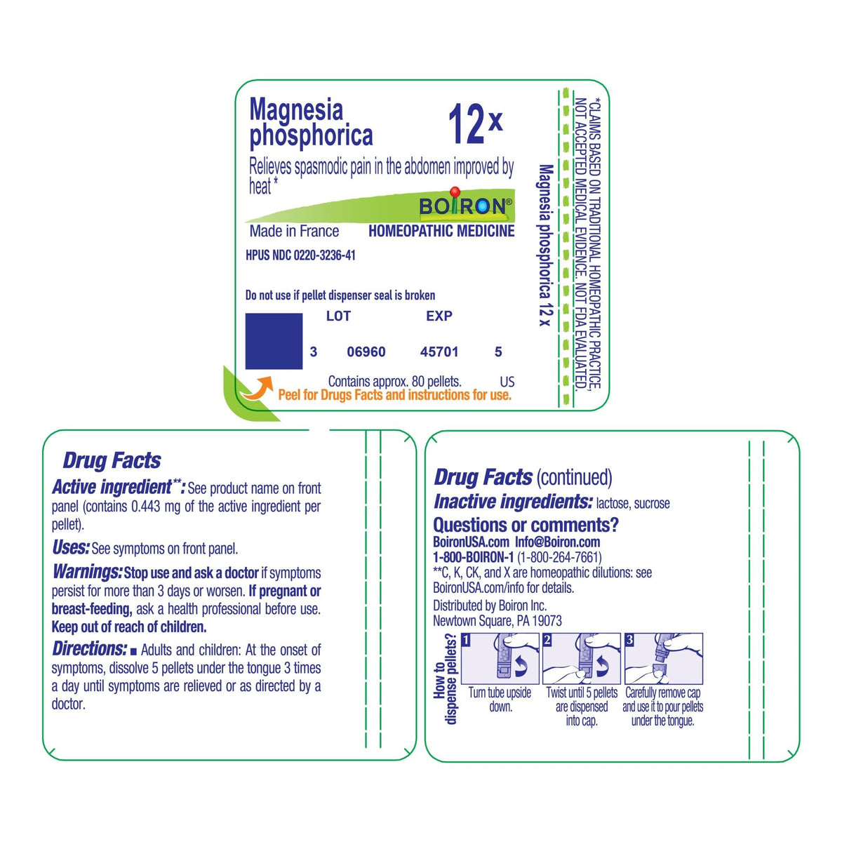 Boiron Magnesia Phosphorica 12X Homeopathic Single Medicine For Pain 80 Pellet