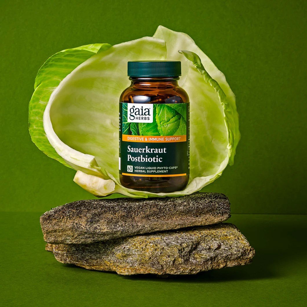 Gaia Herbs Sauerkraut Postbiotic 60 Vegan Liquid Phyto-Caps