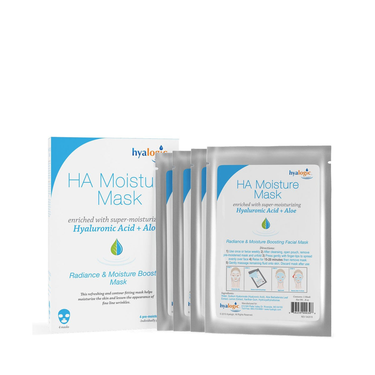 Hyalogic HA(Hyaluronic Acid + Aloe)Moisture Mask-4 pack Box 4 pack Box