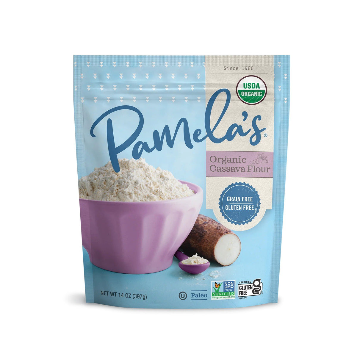 Pamelas Cassava Flour Organic 14 oz Bag