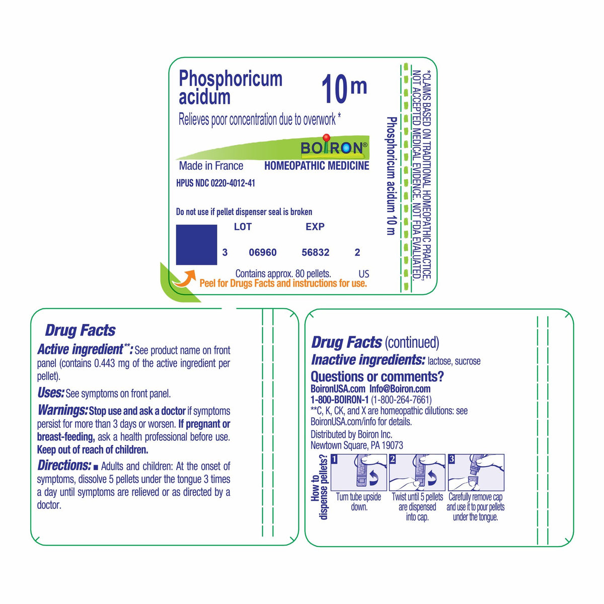 Boiron Phosphoricum Acidum 10M Homeopathic Single Medicine For Stress &amp; Sleep 80 Pellet