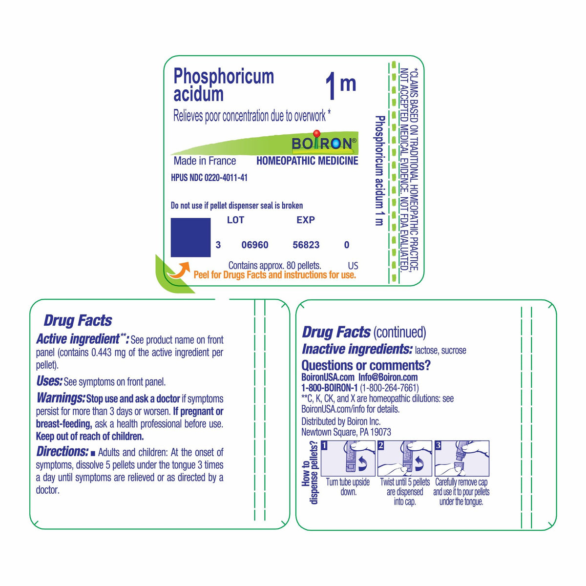 Boiron Phosphoricum Acidum 1M Homeopathic Single Medicine For Stress &amp; Sleep 80 Pellet