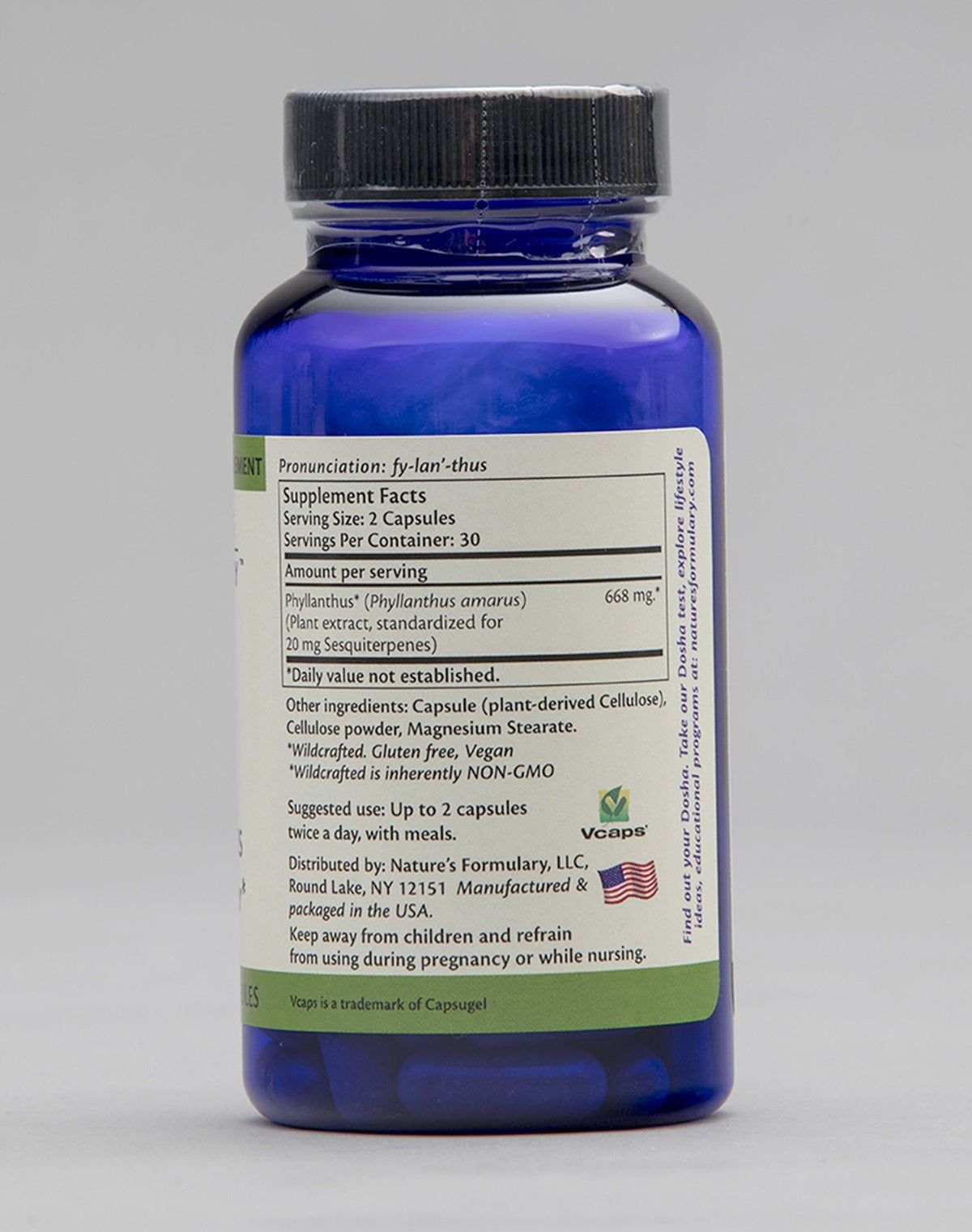 Nature&#39;s Formulary Phyllanthus 60 VegCap