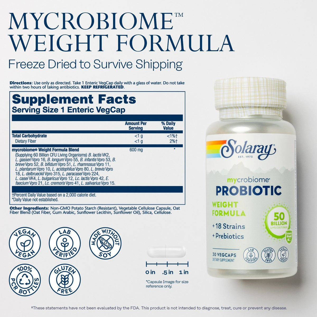 Solaray Mycrobiome Weight Formula 50 Billion 30 Capsule