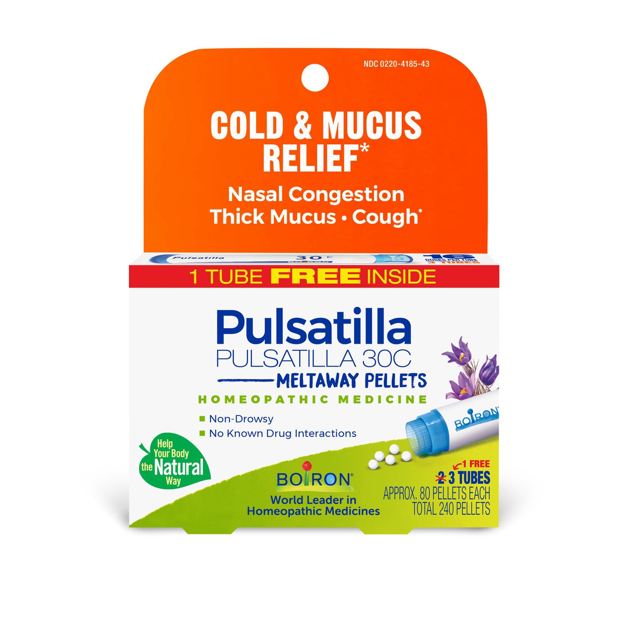 Boiron Pulsatilla 30C 3 MDT Homeopathic Medicine For Cold &amp; Mucus Relief 3 Pack Pellet