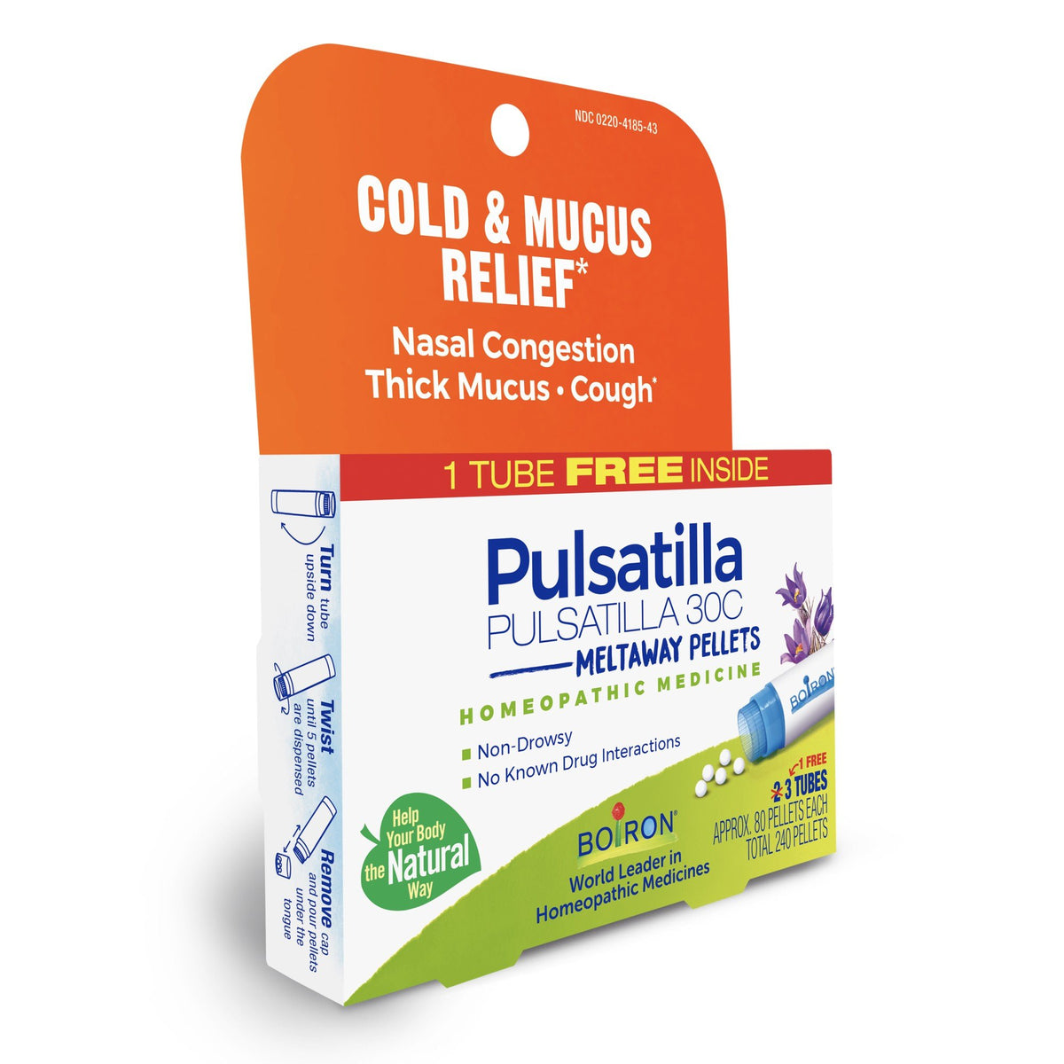 Boiron Pulsatilla 30C 3 MDT Homeopathic Medicine For Cold &amp; Mucus Relief 3 Pack Pellet