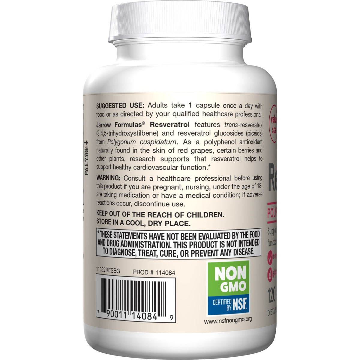 Jarrow Formulas Resveratrol 100 mg (Vegetarian) 120 VegCap