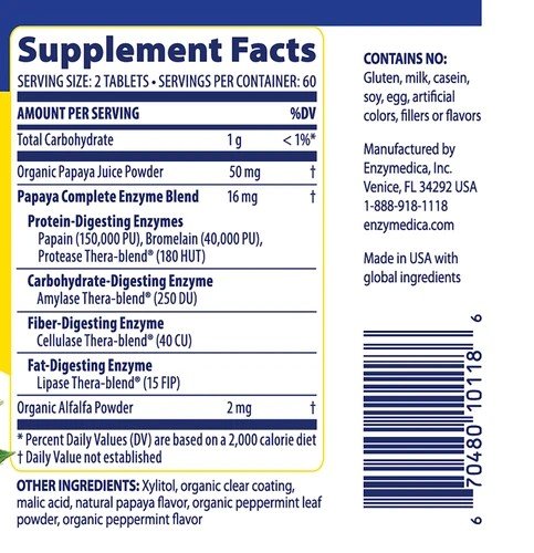 Enzymedica Papaya Complete 120 Chewable