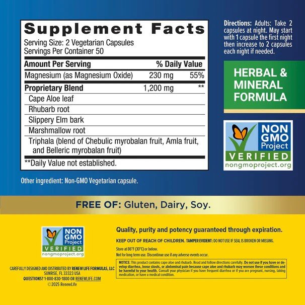 Renew Life Cleanse More Overnight Formula 100 Vegetarian Capsule