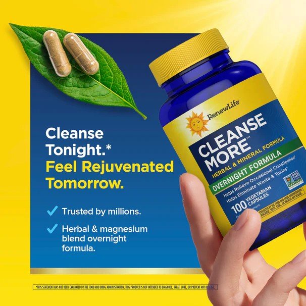 Renew Life Cleanse More Overnight Formula 100 Vegetarian Capsule