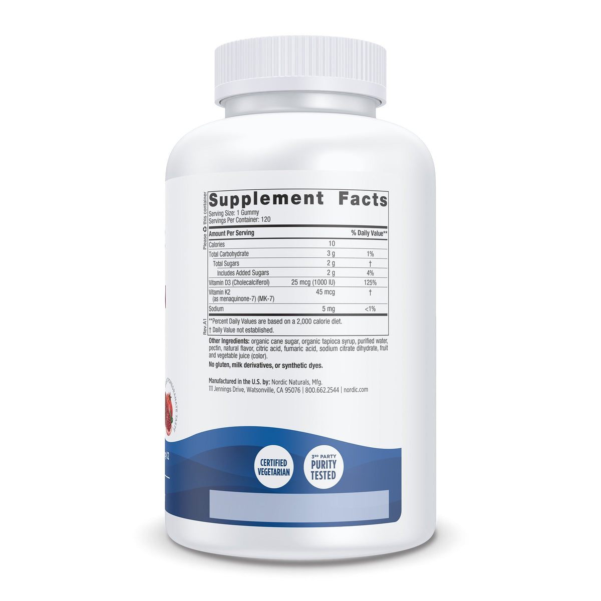 Nordic Naturals Vitamin D3+K2-Orange-2000 IU (50 mcg) 60 Softgel