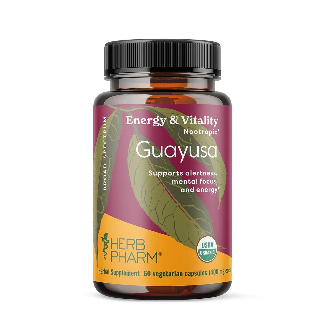 Herb Pharm Guayusa-Organic-Broad-Spectrum-400 mg 60 Veg Caplet