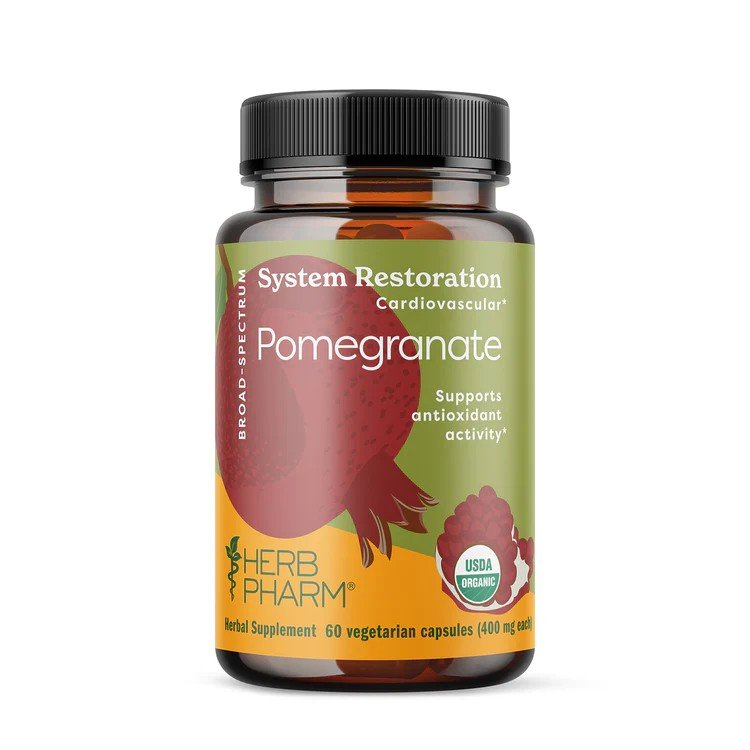 Herb Pharm Pomegranate-Organic-Broad-Spectrum-500 mg 60 Veg Caplet