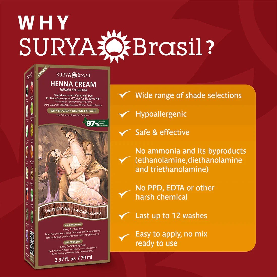 Surya Nature, Inc Henna Light Brown Cream 2.37 oz Cream