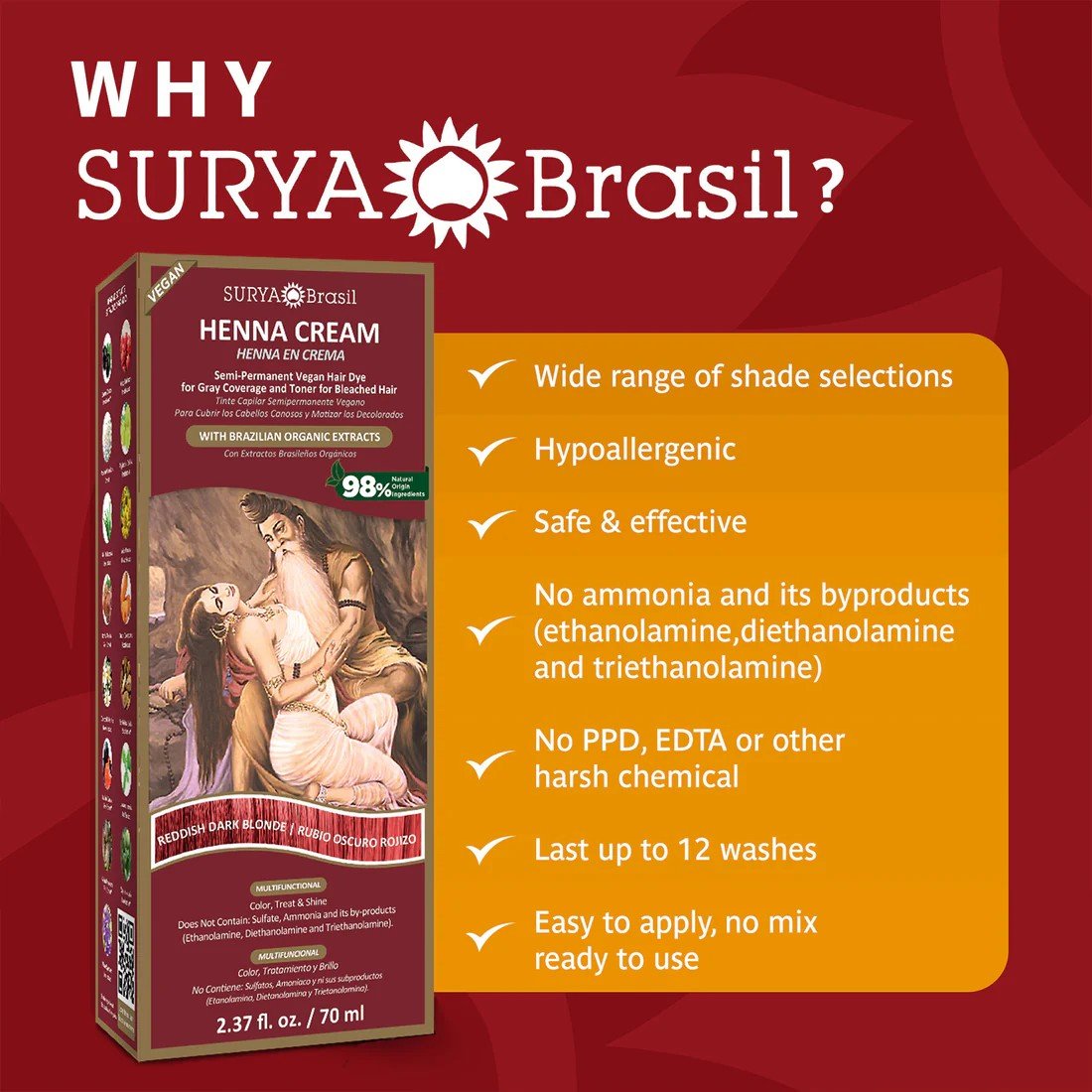 Surya Nature, Inc Henna Reddish Dark Blonde Cream 2.37 oz Cream