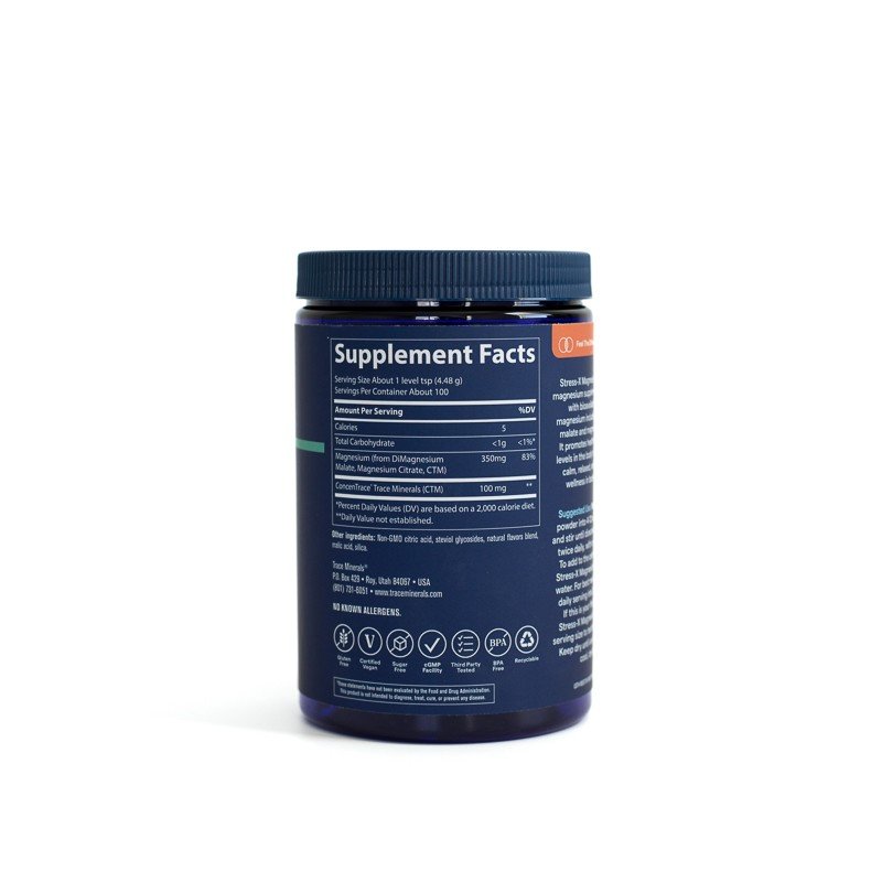 Trace Minerals Stress-X Magnesium Powder Lemon Lime 100 Serving 15.8 oz Powder