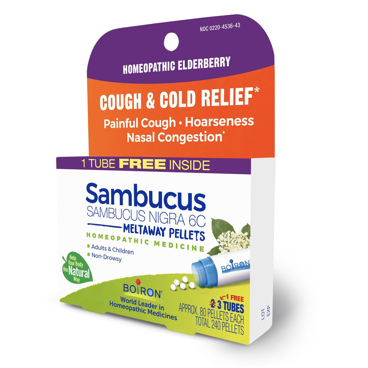 Boiron Sambucus Nigra 6C 3 MDT Homeopathic Medicine For Cough &amp; Cold Relief 3 Pack Pellet