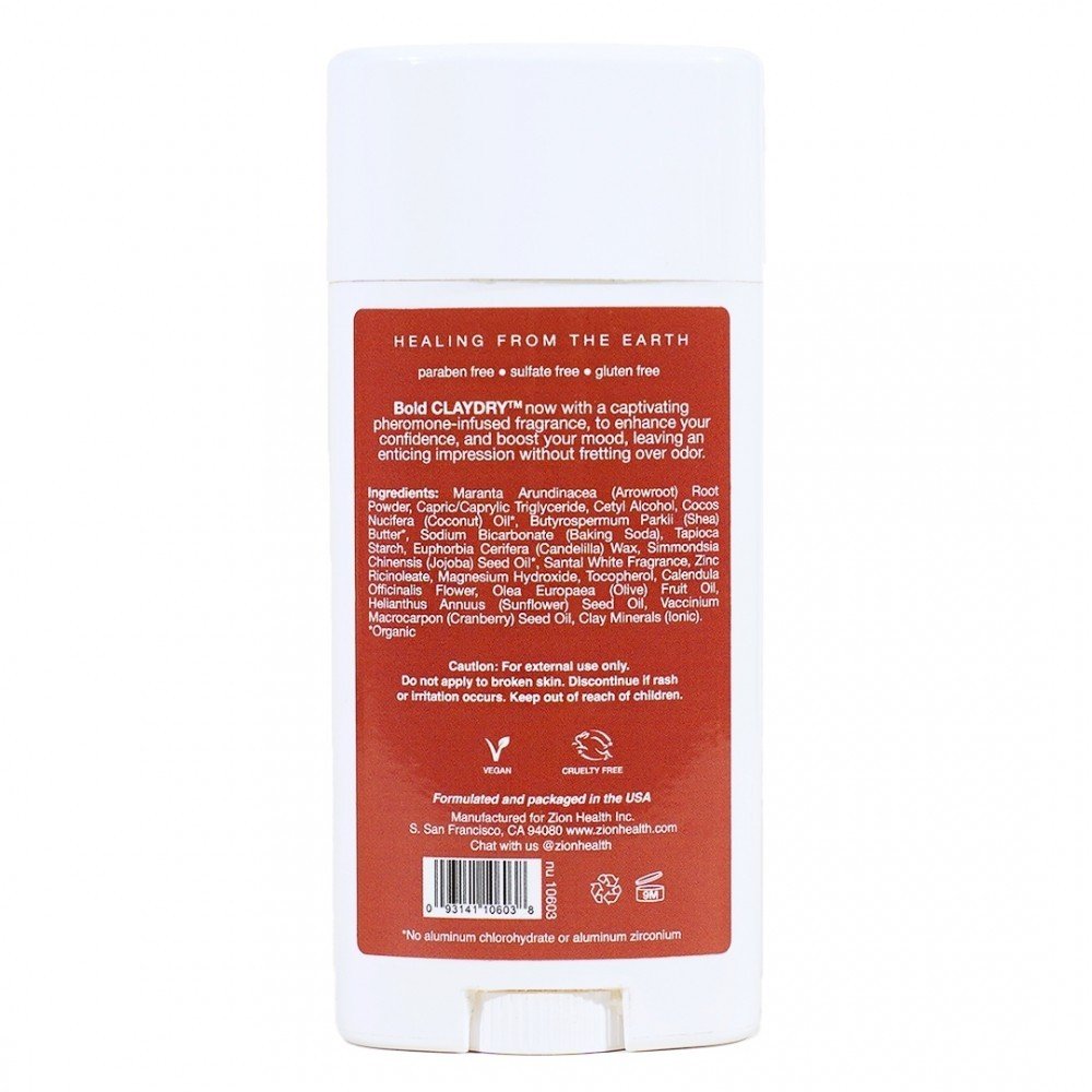 Zion Health Clay Dry Bold-Santal White Deodorant 2.8 oz. Stick