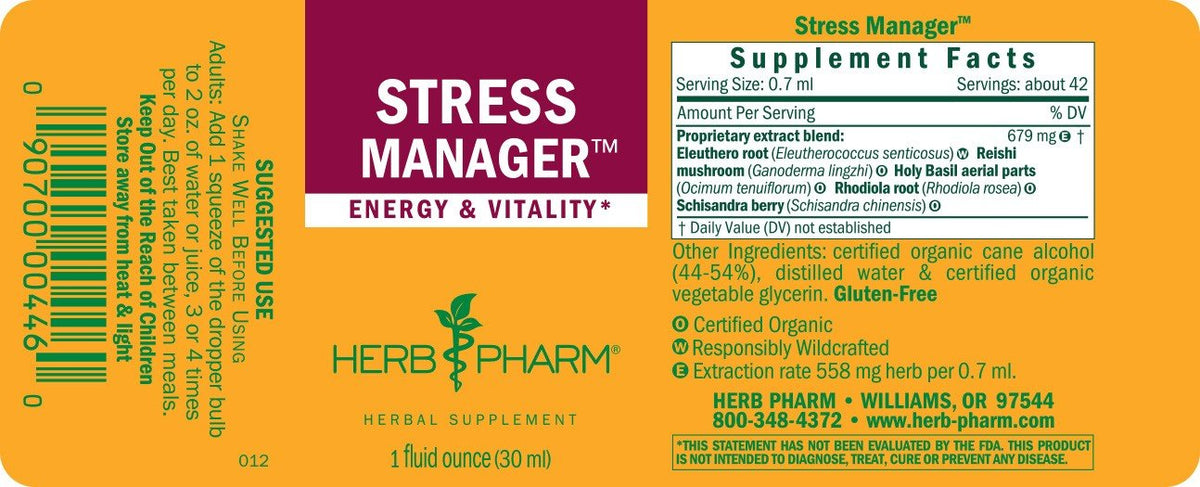 Herb Pharm Stress Manager Compound 1 oz Liquid