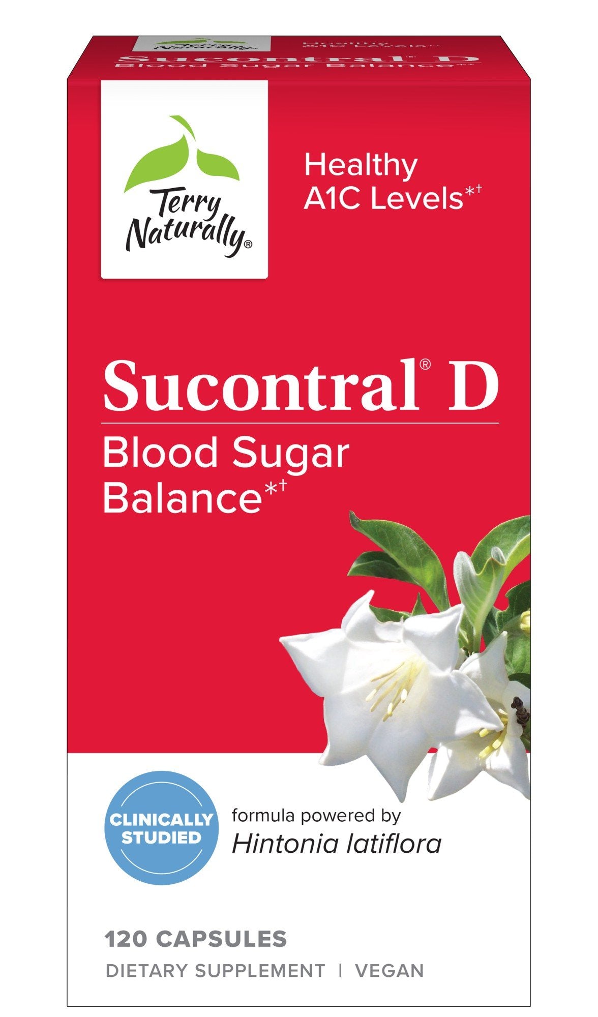 Sucontral D | EuroPharma (Terry Naturally) | Hintonia Latiflora | Blood Sugar Balance | Healthy A1C Levels | Vegan | Non GMO | Dietary Supplement | 120 Capsules | VitaminLife