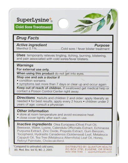 Quantum Health Super Lysine + Cold Sore Treatment .25oz (7g) Cream