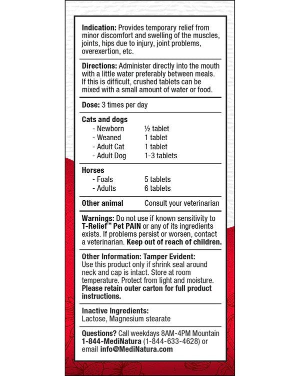 MediNatura T-Relief Pet Pain Arnica +12 90 Tablet
