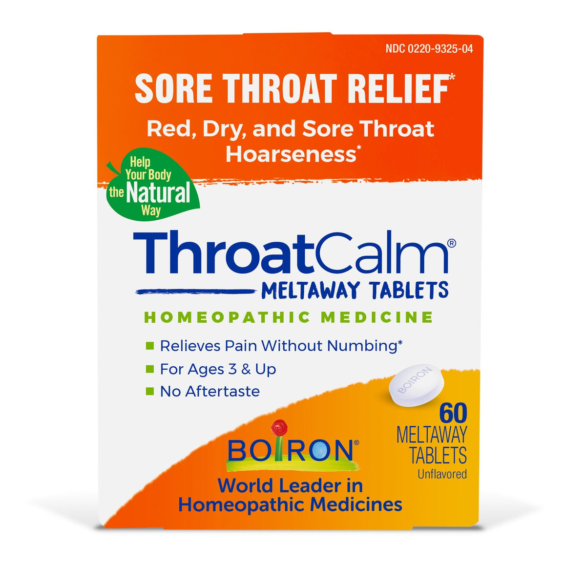 Boiron ThroatCalm Homeopathic Medicine For Sore Throat Relief 60 Tablet