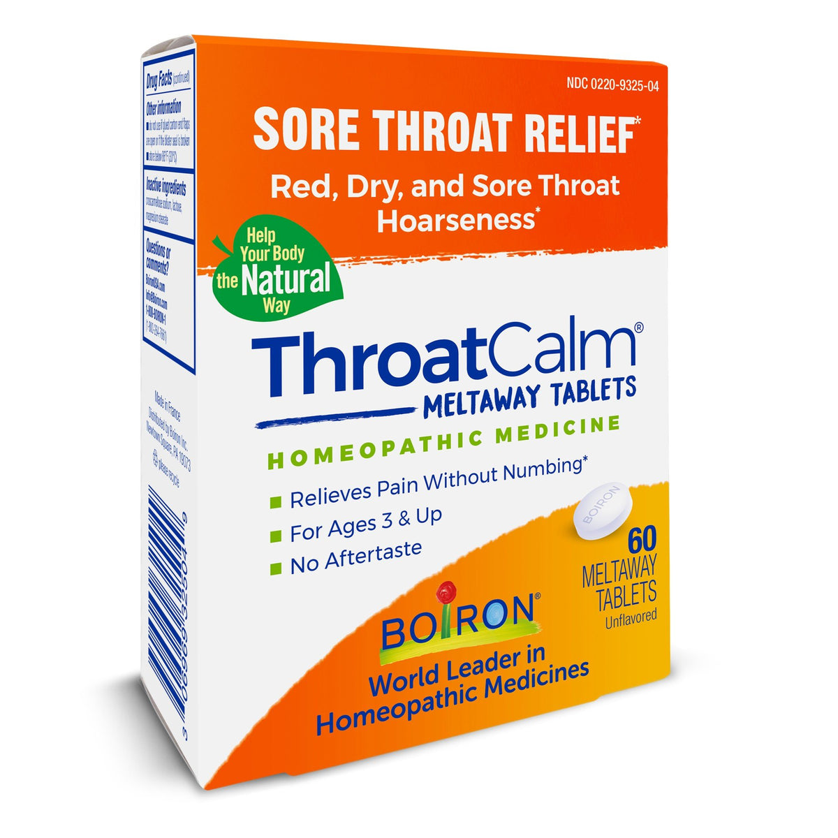 Boiron ThroatCalm Homeopathic Medicine For Sore Throat Relief 60 Tablet