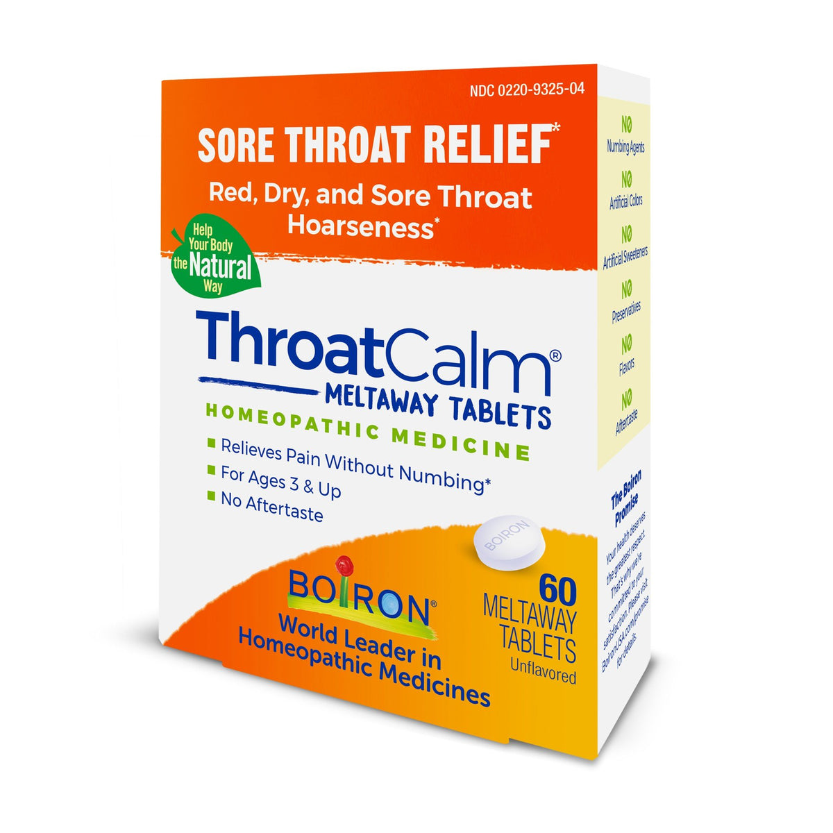 Boiron ThroatCalm Homeopathic Medicine For Sore Throat Relief 60 Tablet