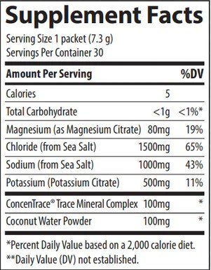 Trace Minerals TMSPORT-ZeroLyte-Electrolyte Drink Mix + Coconut Water-ZeroLyte-Salty Watermelon Flavor 30 Packets Box