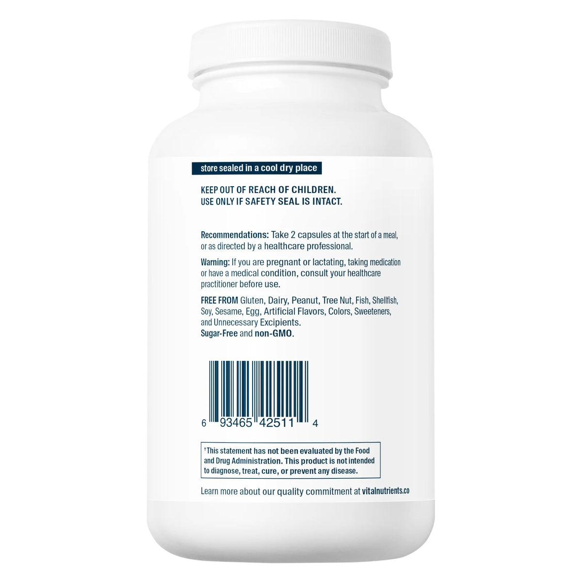 Vital Nutrients Betaine HCL &amp; Pepsin 225 Capsule