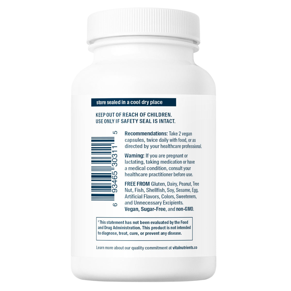 Vital Nutrients Calcium &amp; Magnesium 225mg/75mg 100 VegCap